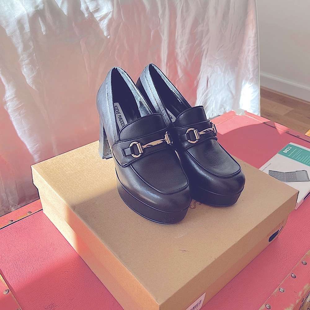 Steve Madden Black Platform Loafers
